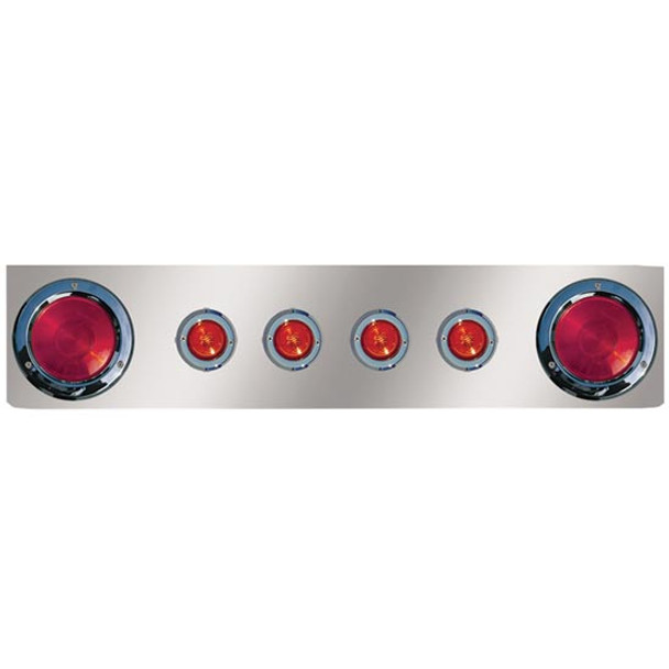 8 Inch 430 S.S. Rear Center Panel W/ 2 - 4 Inch, 4 - 2 Inch Round Red/Red LEDs, Bezels, Back Plate