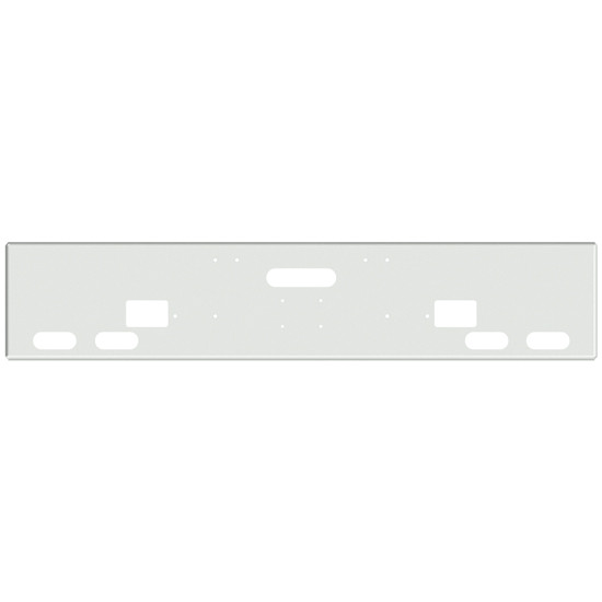 18 Inch Chrome Texas Boxed End Bumper W/ Rectangular Fog, 4 Oval, End 3 Rnd 2 Inch Light & Tow Holes For Freightliner