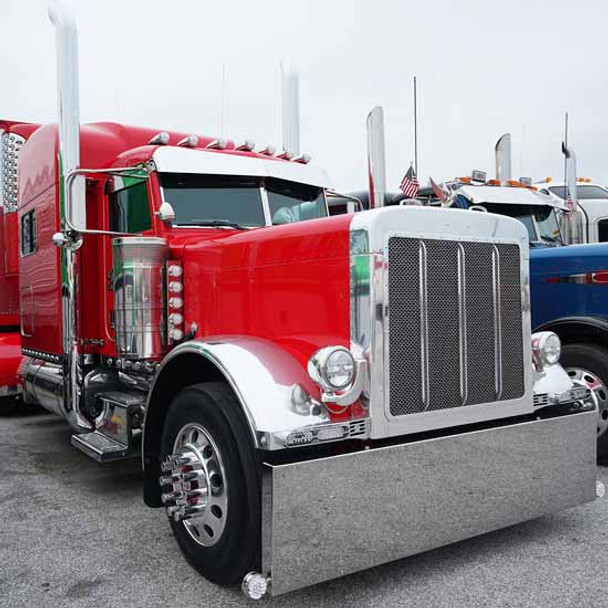 20 Inch Chrome Steel Boxed End Bumper W/ Blind Mount & Without Light Holes For Freightliner, Kenworth & Peterbilt