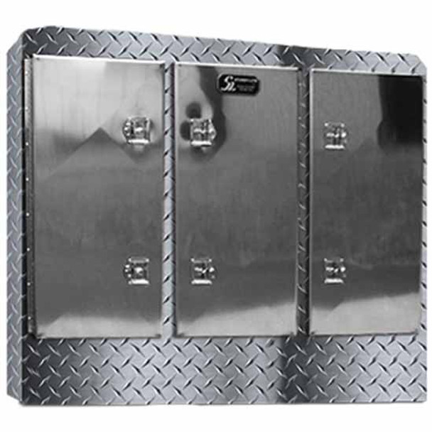 Diamond Plate Aluminum 3 Door Cab Rack 68 X 80 X 12 W/ Polished Smooth Doors