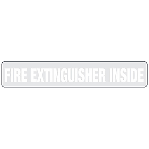 2 X 12 Inch Fire Extinguisher Inside Decal - White Text On Clear