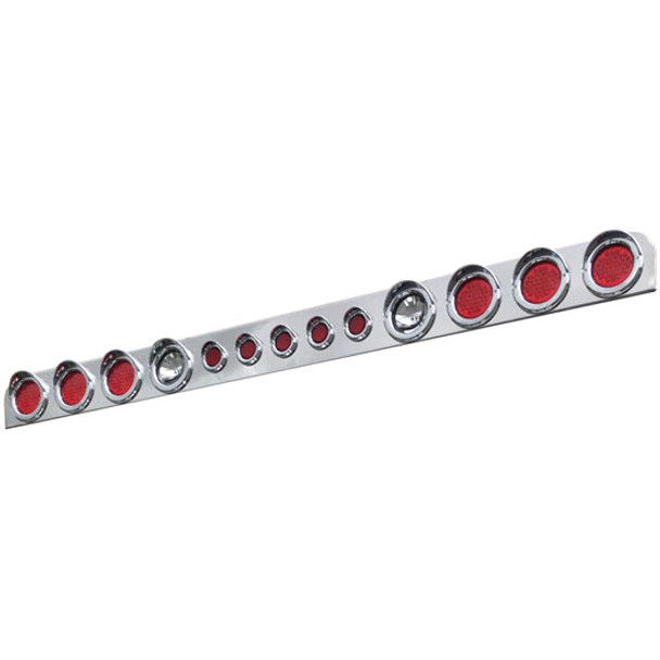 80 X 12 Inch Cab Rack Upper Light Bar W/ 6 Red Large, 2 Clear Flood, & 5 Red Small Lights