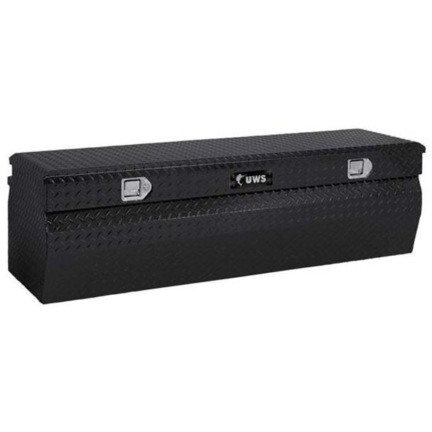 Gloss Black Diamond Plate Aluminum 42 Inch Wedge Utility Chest Box For Pickup Trucks