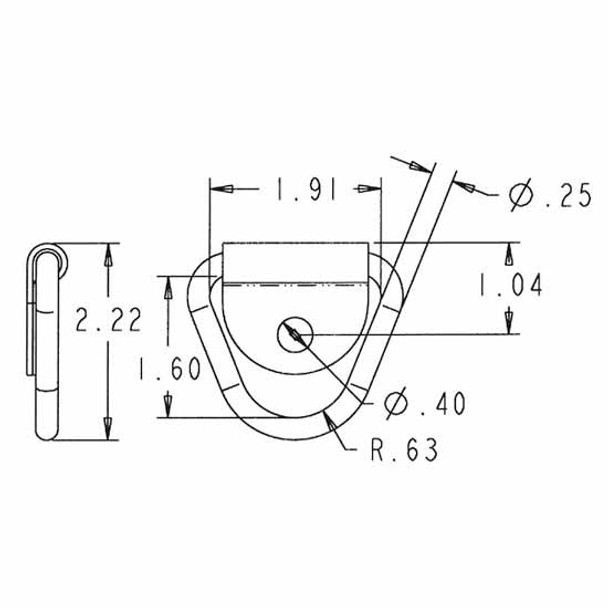 Zinc Plated Forged Rope Ring W/ 1 Hole Integral Mounting Bracket