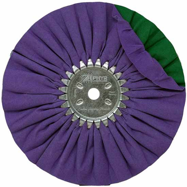 10 Inch Buffing Wheel - Purple & Green W/ 5/8 Inch Arbor Hole