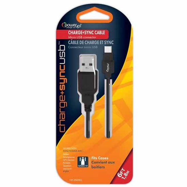 Black USB Cable To Micro USB Connector - 6 Foot