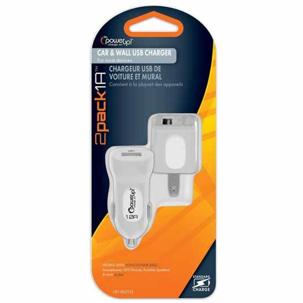 USB Charger 2 Pack W/ One Wall & One Car Charger