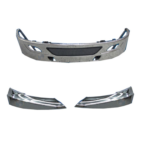 BESTfit 15 Inch Stainless Clad Aluminum Aero Bumper Kit W/ Tow, Vent & Light Holes For International ProStar