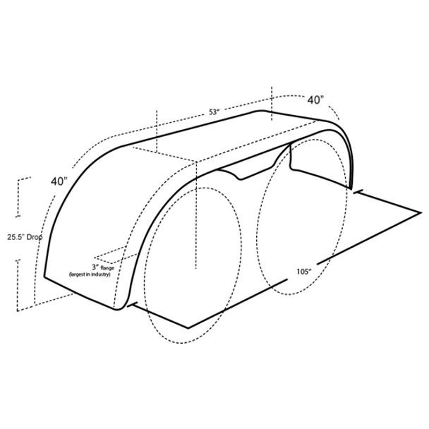 Hogebuilt 105 Inch 304 Stainless Steel Flanged Low Rider Full Tandem Fender