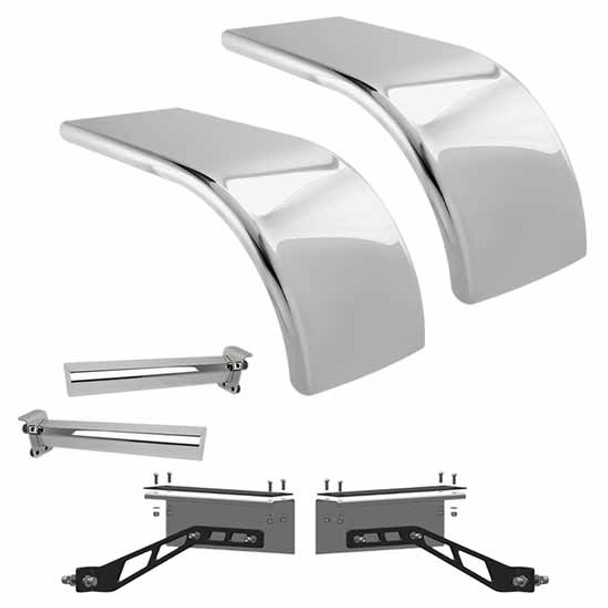 Hogebuilt 68 Inch 304 Stainless Steel Half Fender Kit For Kenworth W/ AG400L Suspension