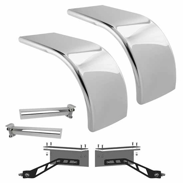Hogebuilt 72 Inch 304 Stainless Steel Low Rider Half Fender Kit For Kenworth W/ AG400L Suspension