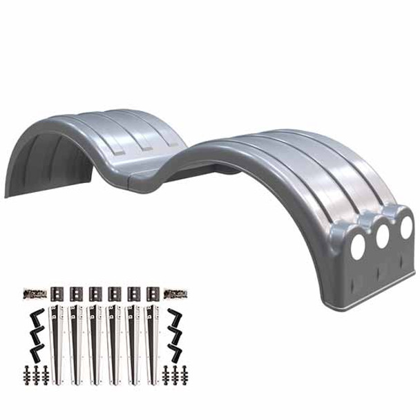 Minimizer Double Deuce Liquid Platium Full Fender Kit W/ Light Box, Liquid Platium Plastic Mounting Brackets
