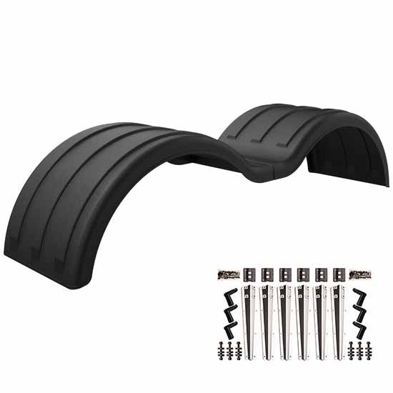 Minimizer 106 Inch Double Deuce Black Poly Full Fender Kit W/ Liquid Platium Plastic Mounting Brackets