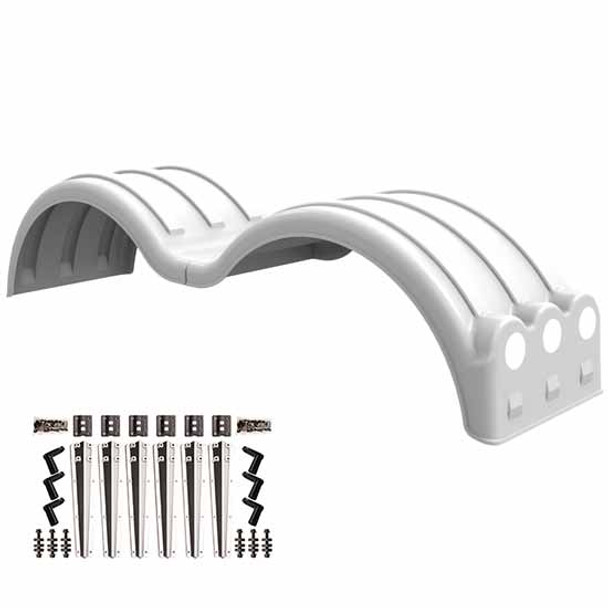 Minimizer Double Deuce White Poly Full Fender Kit W/ Light Box, Liquid Platium Plastic Mounting Brackets