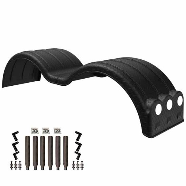 Minimizer Black Diamond Plate Full Fender Kit W/ Light Box, Black Composite Mounting Brackets