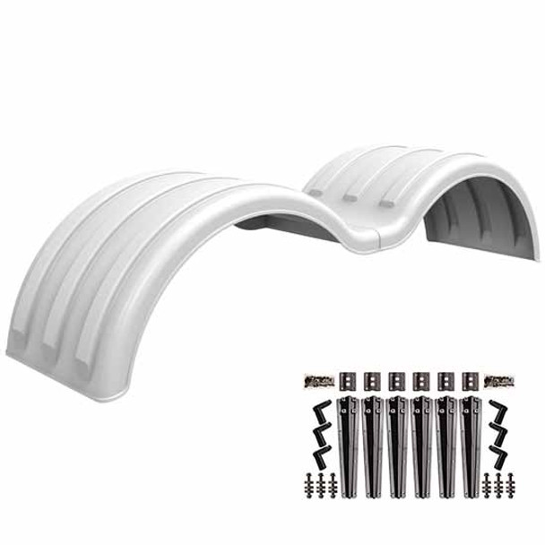 Minimizer White Double Deuce Full Fender Kit W/ Carbon Fiber Style Plastic Mounting Brackets