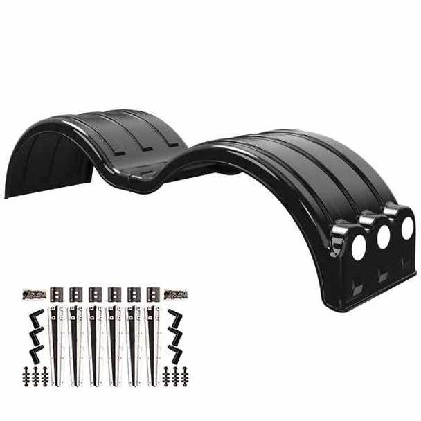 Minimizer Carbon Fiber Double Deuce Full Fender Kit W/ Light Box, Mirror-Silver Plastic Mounting Brackets