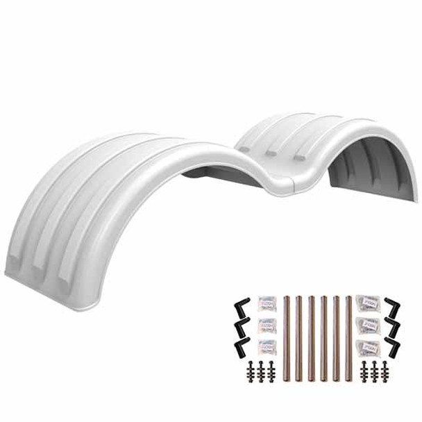 Minimizer White Double Deuce Full Fender Kit W/ Stainless Steel Mounting Brackets