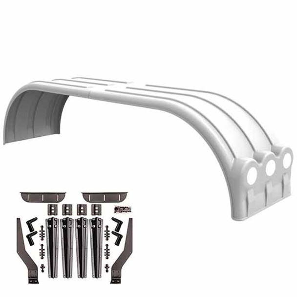 Minimizer The Brute White Full Fender Kit W/ Light Box, Carbon Fiber Style Plastic Mounting Brackets