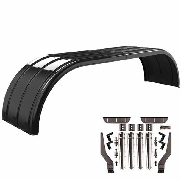 Minimizer The Brute Carbon Fiber Poly Full Fender Kit W/ Mirror-Silver Plastic Mounting Brackets