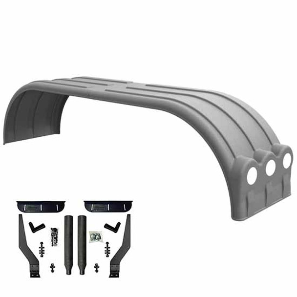 Minimizer The Brute Galvanized Poly Full Fender Kit W/ Light Box, Black Composite Mounting Brackets