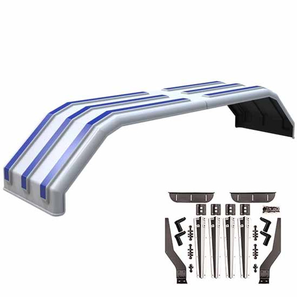 Minimizer Square Back Bruiser Paintable Poly Full Fender Kit W/ Liquid Platium Plastic Mounting Brackets For 52 Inch Axle Spread