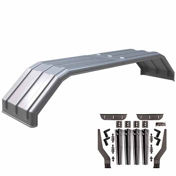 Minimizer Square Back Bruiser Liquid Platium Poly Full Fender Kit W/ Carbon Fiber Plastic Mounting Brackets