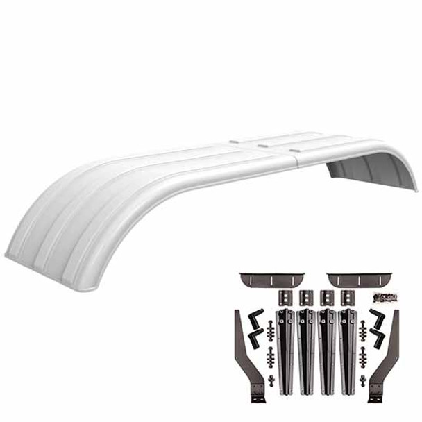 Minimizer Work Horse White Poly Full Fender Kit W/ Carbon Fiber Style Plastic Mounting Brackets