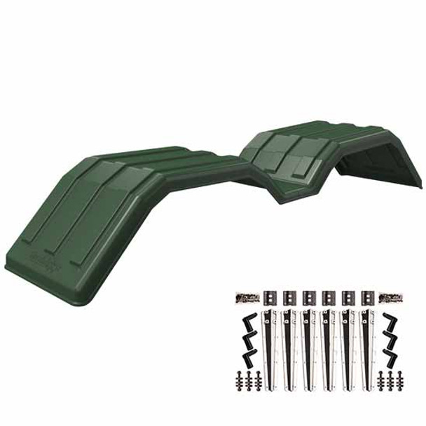 Minimizer The Original Green Poly Full Fender Kit W/ Mirror-Silver Plastic Mounting Brackets
