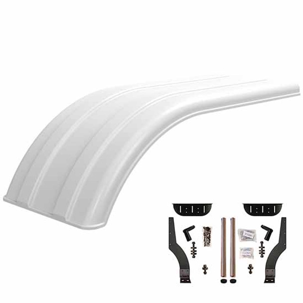 Minimizer Super Single Short Half White Poly Fender Kit W/ Stainless Steel Mounting Brackets