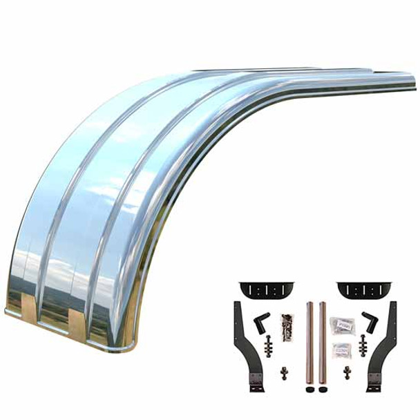 Minimizer Super Single Long Half Silver Mirror Poly Fender Kit W/ Stainless Steel Mounting Brackets