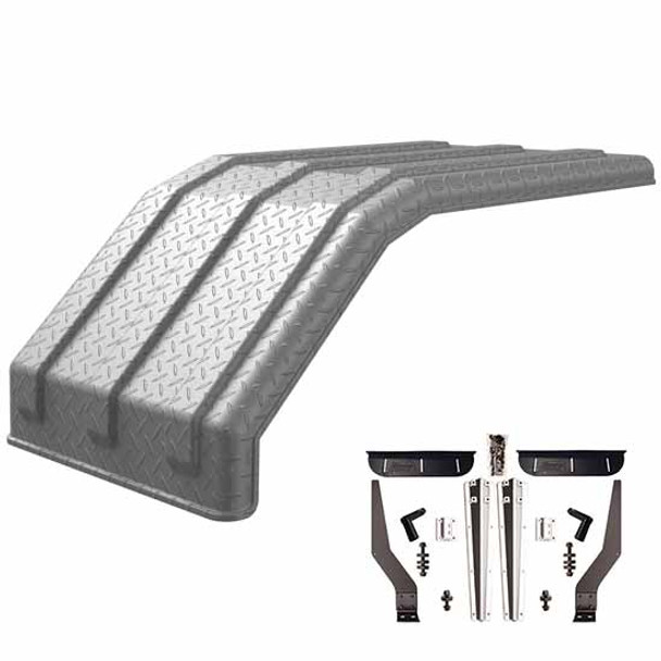 Minimizer Square Back Bruiser Silver Diamond Plate Poly Half Fender Kit W/ Liquid Platium Plastic Brackets