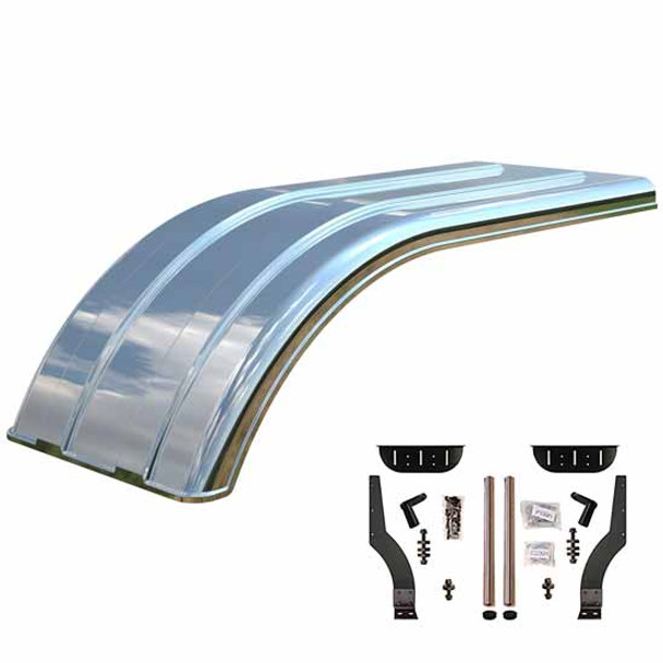 Minimizer Super Single Silver Mirror Poly Short Half Fender Kit W/ Stainless Steel Mounting Brackets