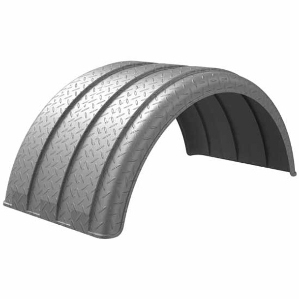 Minimizer Silver Diamond Plate Poly MIN1900 Fender Set For Single-Axle 19.5 Inch Dual Tires