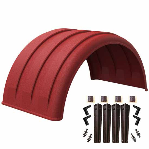 Minimizer Red Poly Single Axle Fender Kit W/ Black Plastic Mounting Brackets For 16.5 Inch Wheels