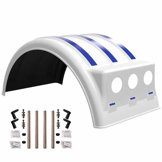 Minimizer Paintable Poly Single Axle Fender Kit W/ Lightbox Stainless Steel Mounting Brackets ,48 X 25 Inch W/ 18 Inch Drop