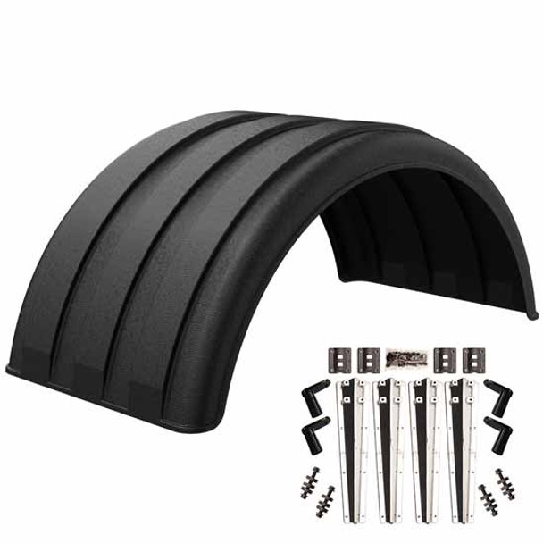 Minimizer MIN1900 Single Axle Fender Kit - Black Finish W/O Light Box W/ Mirror Finish Plastic Bolt-On Mounting Brackets