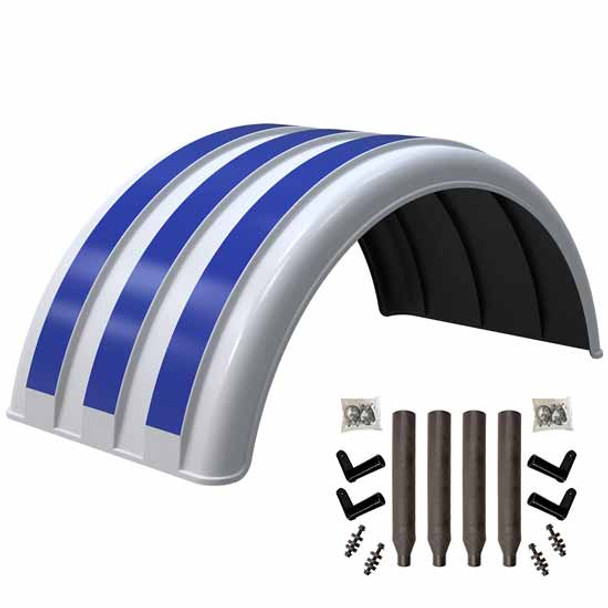 Minimizer MIN1900 Single Axle Fender Kit - Paintable Finish W/O Light Box W/ Plastic Paddle Bolt-On Mounting Brackets