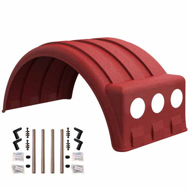 Minimizer MIN1900 Single Axle Fender Kit - Red Finish W/ Light Box W/ Stainless Steel Bolt-On Mounting Brackets