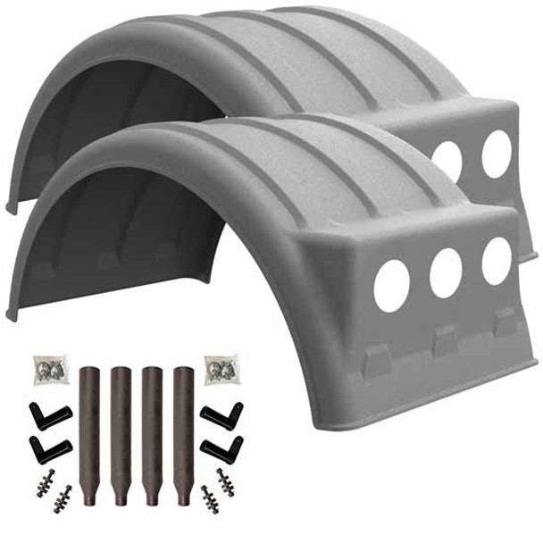 Minimizer MIN2260 Tandem Axle Fender Kit - Galvanized, W/ Light Box, W/ Plastic Paddle Bolt-On Mounting Brackets