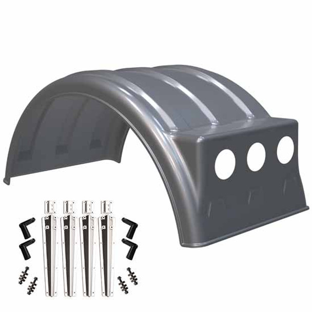 Minimizer MIN2260 Dual Tire Single Axle Kit Fender Kit - Platium, W/ Light Box, W/ Liquid Platium Plastic Bolt-On Mounting Brackets
