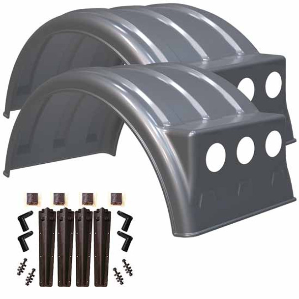 Minimizer MIN2260 Tandem Axle Fender Kit - Platium, W/ Light Box, W/ Plastic Bolt-On Mounting Brackets