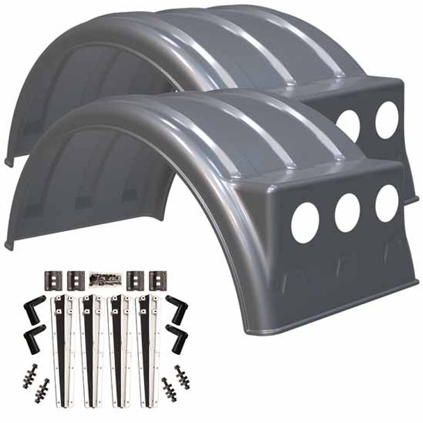 Minimizer MIN2260 Tandem Axle Fender Kit - Platium, W/ Light Box, W/ Mirror Finish Plastic Bolt-On Mounting Brackets