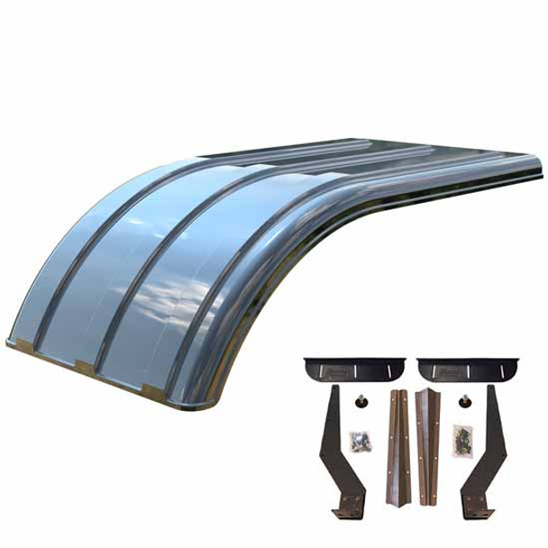 MIN4050 SMOKY BLACK MIRROR Poly Half Horse Fender Kit W/ Steel Brackets For Tandem Axles AS A Half Fender