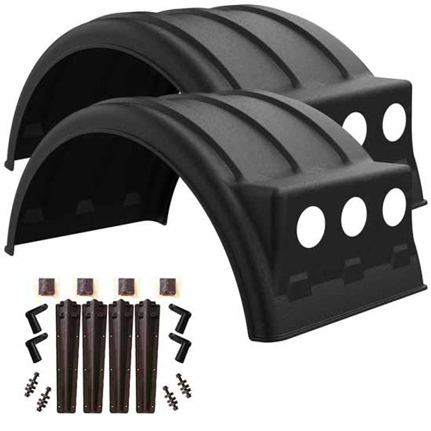 Minimizer MIN2260 Tandem Axle Fender Kit - Black, W/O Light Box, W/ Plastic Bolt-On Mounting Brackets