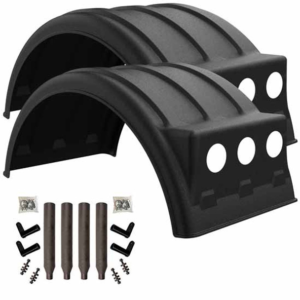 Minimizer MIN2260 Tandem Axle Fender Kit - Black, W/O Light Box, W/ Plastic Paddle Bolt-On Mounting Brackets