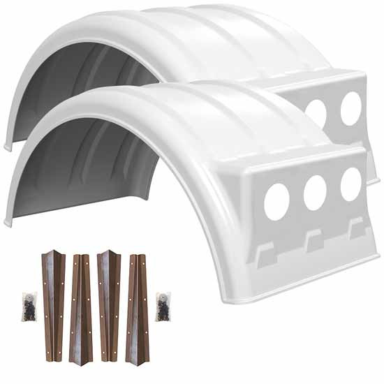 Minimizer MIN2260 Tandem Axle Fender Kit - White, W/ Light Box, W/ Weld-On Mounting Brackets