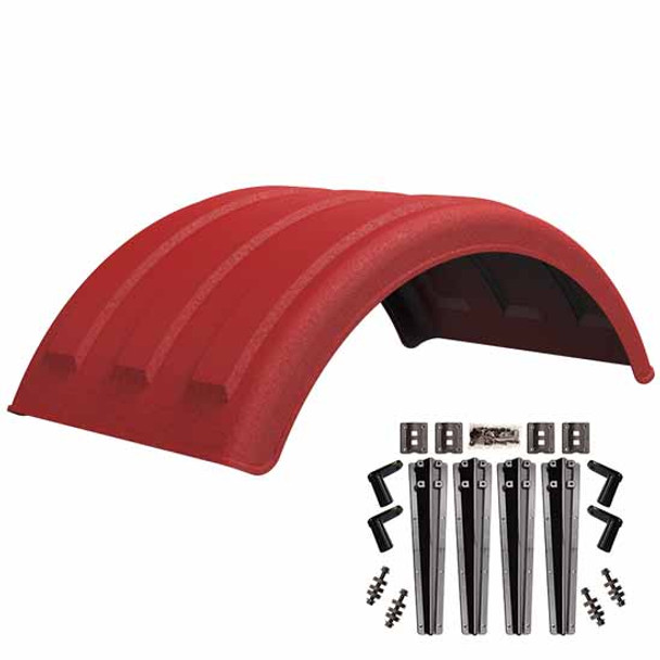 MIN150 Red Poly Single Axle Fender Kit W/ Carbon Fiber Plastic Brackets