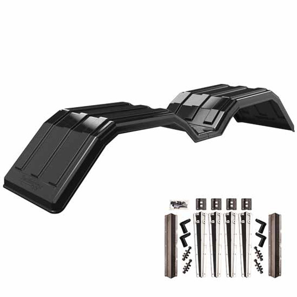 Minimizer MIN200 Tandem Axle Fender Kit Carbon Fiber Finish With Mirror Finish Plastic Bolt-On, 2 Under Mounting Brackets