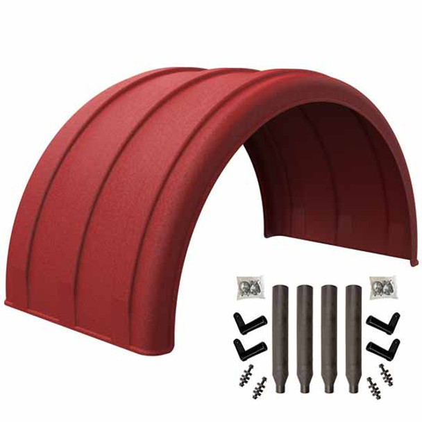 Minimizer MIN2480 Tandem Axle Fender Kit - Red, W/O Light Box, W/ Plastic Paddle Bolt-On Mounting Brackets